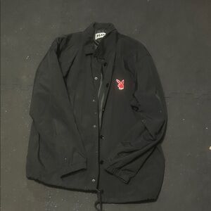 PLAYBOY Black Men's Shirt Jacket with Red Logo